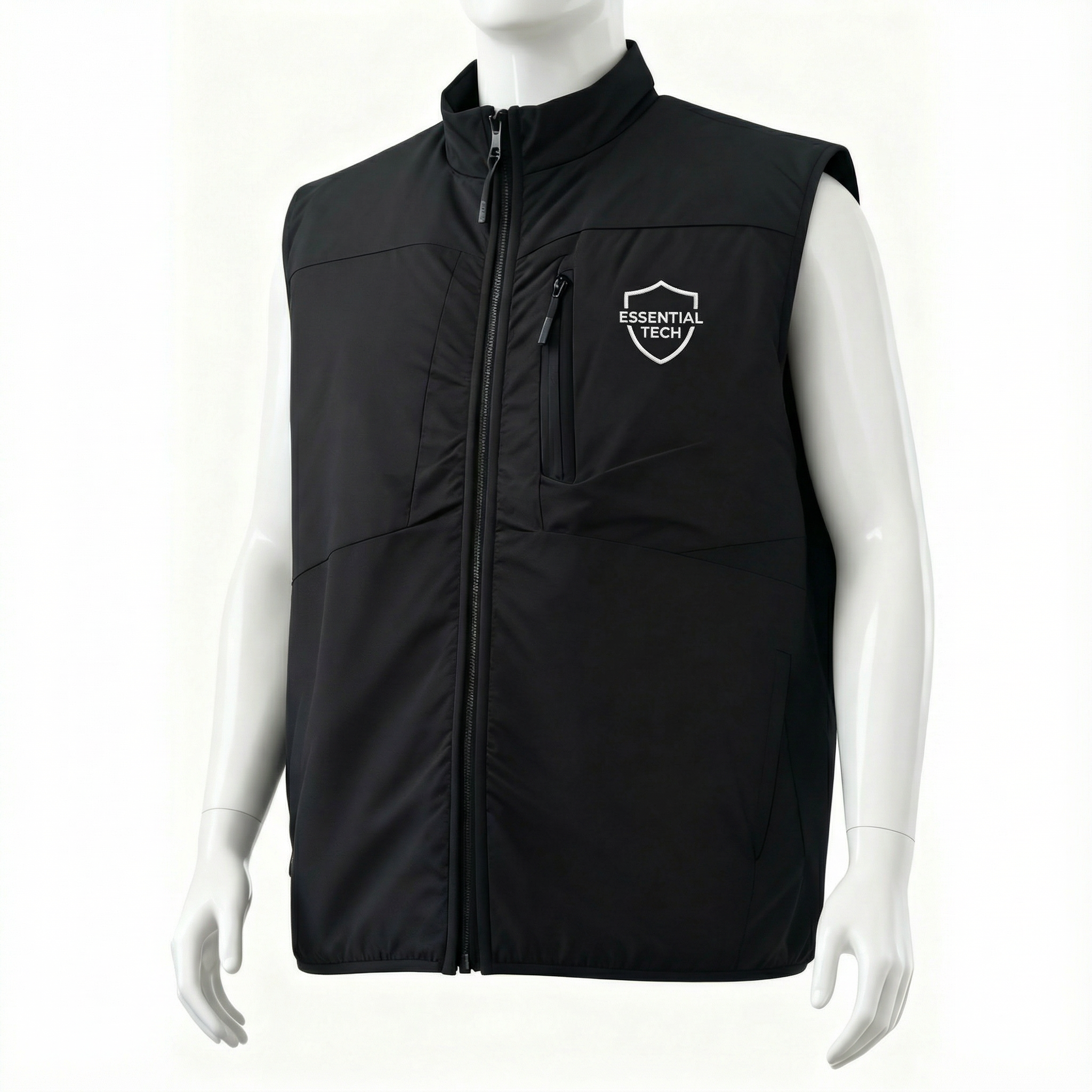 Black Double-Layer Anti-Stab Sleeveless Jacket